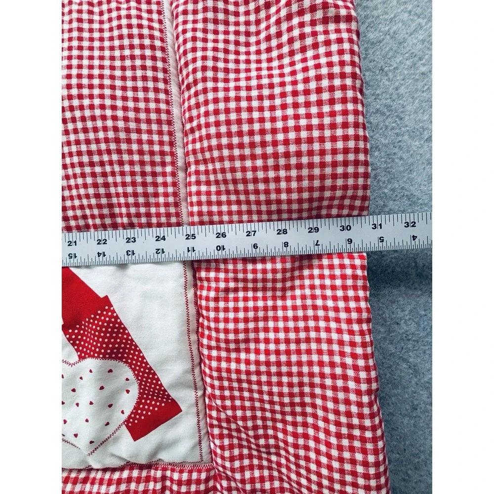 Vtg 1970s Springs Mills Baby Quilt Blanket Gingham Red ABC Crayons Union Tag